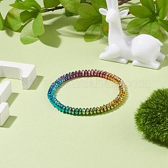合成ヘマタイト ビーズ ストレッチ ブレスレット  女性のためのアクセサリー用原石のアクセサリー  カラフル  内径：2-1/4インチ（5.65cm）&nbsp;BJEW-JB08227