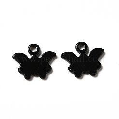 スプレー塗装された201ステンレススチールチャーム  バタフライチャーム  ミックスカラー  8x9x1mm  穴：1mm&nbsp;STAS-I672-21