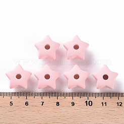 アクリルビーズ  ラバー加工スタイル  片穴  スター  ピンク  16x17x11mm  穴：3.5mm&nbsp;OACR-S039-01-26