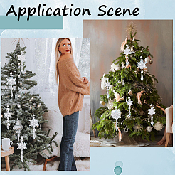 アクリル製スノーフレークペンダントデコレーション  クリスマスツリー吊り飾り  水晶の線  透明  145~175x46~64mm  15個/セット&nbsp;HJEW-SP0001-04C