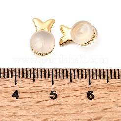 シリコン製ピアスキャッチ  真鍮パーツ  ゴールドカラー  蝶  10.5x6.5x5.5mm  穴：0.5mm&nbsp;SIL-H007-01D-G