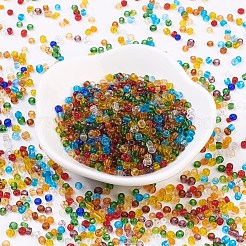 8/0 ガラスシードビーズ  トランスペアレント  ラウンド  ミックスカラー  2.5~3x2~3mm  穴：1mm  約1000個/50g&nbsp;X-SEED-A004-3mm