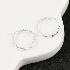 真鍮ツイストリングフープピアス  鉛フリー＆カドミウムフリー  925銀メッキ  11x1mm&nbsp;EJEW-F378-01S