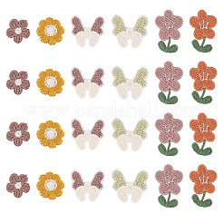 30個 6スタイルの花のコンピューター刺繍布アイロンパッチ  パッチにこだわる  マスクと衣装のアクセサリー  アップリケ  ミックスカラー  15~33x15~30x1.5~2mm  5個/スタイル&nbsp;PATC-TA0001-36B