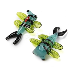 インテリアオーナメントパーツ  手作りランプワーク表示の装飾  トンボ  カラフル  25~30x22~25x12~15mm&nbsp;LAMP-J084-54