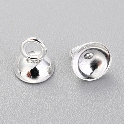201 ステンレススチールビーズキャップペンダントベイル  グローブガラスバブルカバーペンダント用  銀  6x6mm  穴：2.5mm&nbsp;X-STAS-G224-24S-04