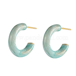 304ステンレススチールエナメルスタッドピアス  文字C  イオンプレーティング（ip）  18KGP本金メッキ  ミックスカラー  21x5mm&nbsp;STAS-OY003-61G