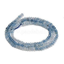 ナチュラル デビル ブルー アクアマリン ビーズ 連売り  ロンデル  多面カット  3x2mm  穴：0.7mm  約195個/連  15.35''（39センチメートル）&nbsp;G-NH0072-A01-01