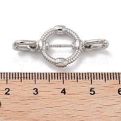 真鍮製マイクロペーブクリアキュービックジルコニアの留め金  長持ちメッキ  リング  プラチナ  36mm  リング：24x17x3.5mm  穴：2mm  クラスプ：9x7x2mm&nbsp;LS-KK-K361-02P