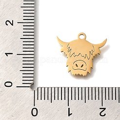 ステンレスペンダント201個  牛チャーム  ゴールドカラー  13.5x15x1mm  穴：1.5mm&nbsp;STAS-R136-10G