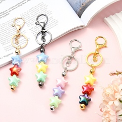 10 個合金バービーズキーホルダージュエリー作成 diy 工芸品  合金カニカンと鉄リング付き  ガンメタ色  15.5~15.8cm&nbsp;KEYC-YW0001-28B