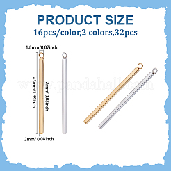 32個2色304ステンレスペンダント  バー  ミックスカラー  43x2x2mm  穴：1.8mm&nbsp;STAS-BC0003-93
