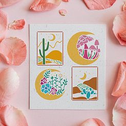 プラスチック再利用可能な描画絵画ステンシル テンプレート  スクラップブック、布地、タイル、床、家具、木材の塗装用  正方形  きのこ模様  300x300mm&nbsp;DIY-WH0172-395