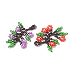 ガラスシードビーズペンダント  花のチャーム  ミックスカラー  38.5x25x2mm  穴：3x2mm&nbsp;PALLOY-MZ01274