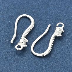 真鍮製クリアキュービックジルコニアピアスフック  長持ちメッキ  鉛フリー＆カドミウムフリー  ラックめっき  カン付き  925銀メッキ  9ゲージ  19x9x3mm  穴：1.5mm  ピン：0.8mm&nbsp;KK-H532-23S
