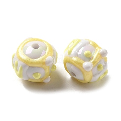手描きのアクリルとエナメルビーズ  シャンパンゴールド  14.5~15.5x16.5~21.5x16~20mm  穴：2~2.8mm&nbsp;MACR-K354-38A