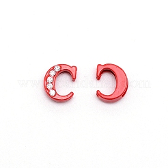 ラインストーンスライドレターチャーム  合金の最初の文字ビーズ  スプレー塗装  文字.c  C：11.5x9.5x4.5mm  穴：1.5x8mm&nbsp;RB-TAC0002-01C