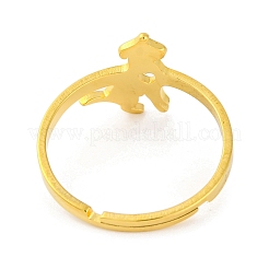 201ステンレススチール製調節可能な女性用リング  サッカー/花/猫/ハート/犬  犬  12.5mm  内径：18mm&nbsp;RJEW-D082-03F