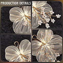 合金とプラスチックの真珠の装飾アクセサリー  花  ゴールドカラー  55x45x3.5mm  穴：6.5x4mm&nbsp;FIND-WH20030-11A-G