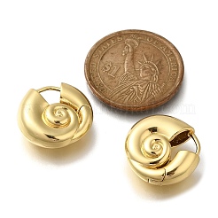 ラックメッキスパイラルシェル真鍮フープピアス  長持ちメッキ  鉛フリー＆カドミウムフリー  18KGP本金メッキ  19x19.5x7.5mm&nbsp;EJEW-H143-22G