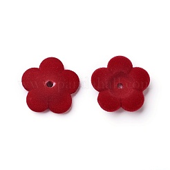 フロッキーアクリルビーズキャップ  5花びら  花  暗赤色  24x6.5mm  穴：2.5mm&nbsp;OACR-I001-A03