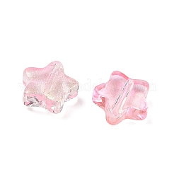 電気メッキガラスビーズ  グリッターパウダー付き  スター  パールピンク  8.5x8.5x4mm  穴：1mm&nbsp;EGLA-E059-G03