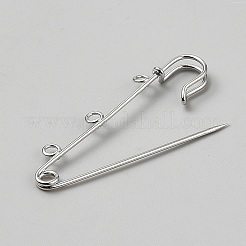 アイアン製ブローチパーツ  カン付き  キルトピン  プラチナ  18x59x5mm  穴：3mm&nbsp;IFIN-WH20004-06
