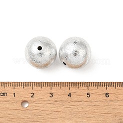 UVメッキ CCB プラスチックビーズ  テクスチャー  ラウンド  銀  17.5x17mm  穴：2.4mm&nbsp;X-FIND-Z066-02C
