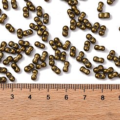 焼付塗装ガラスシードビーズ  メタリックカラー  ピーナッツ  コーヒー  6x3.5x3mm  穴：1mm  約4500個/ポンド&nbsp;SEED-L011-12A-10