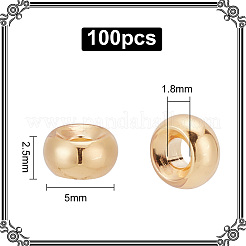 真鍮ビーズ  ロンデル  18KGP本金メッキ  5x2.5mm  穴：1.8mm  100個/箱&nbsp;KK-GO0001-10