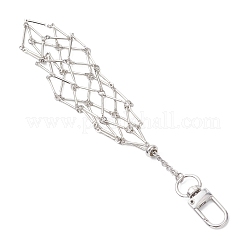 304ステンレススチールポーチ空石ホルダーペンダント装飾  合金の留め金付き  プラチナ  180mm&nbsp;HJEW-JM04501-02