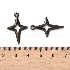 イオンプレーティング（IP）304ステンレスペンダント  星のチャーム  ブラック  27.5x17x2.5mm  穴：2mm&nbsp;STAS-K267-01EB