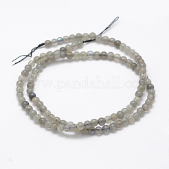 天然石ラブラドライトビーズ連売り  グレードA +  ラウンド  4mm  穴：1mm  約91個/連  15.5インチ（39cm）&nbsp;G-P322-31-4mm