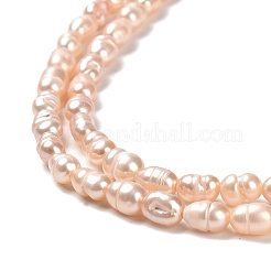 天然養殖淡水パールビーズ連売り  ライス  グレードA +  桃パフ  3~3.5x4.5~5.5mm  穴：0.5mm  約70~71個/連  13.78''（35センチメートル）&nbsp;PEAR-E016-147