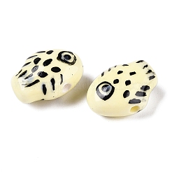 手作りのプリント磁器ビーズ連  魚  レモンシフォン  13x18x9mm  穴：1.6mm  約24~25個/連  11.81''（30~31.5センチメートル）&nbsp;PORC-T133-02G