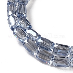 電気メッキガラスビーズセット  パール光沢メッキ  多面カット  コラム  ライトスチールブルー  6.5x4mm  穴：0.8mm  約80個/連  20.08''（51センチメートル）&nbsp;GLAA-Q101-02A-PL05