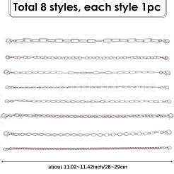 8個 8スタイル 304ステンレススチール 野球帽チェーン  ステンレス鋼色  280~290mm  1個/スタイル&nbsp;HJEW-SC0002-49