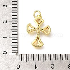 真鍮マイクロパヴェクリアキュービックジルコニアペンダント  クロスチャーム  丸カン付き  18KGP本金メッキ  20.5x15x2.8mm  穴：3mm&nbsp;KK-M297-10G