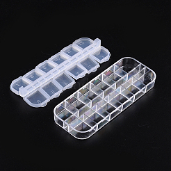 プラスチックビーズ収納ケース  フリップトップビーズ収納  ネイルアートの装飾用のアクセサリー箱  12のコンパートメント  ホワイト  13x5x1.5cm&nbsp;C087Y