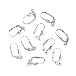 変色しにくい304ステンレススチールフレンチフックピアス金具  カン付き  ステンレス鋼色  19x9.5mm  穴：1.6mm&nbsp;STAS-E007-2