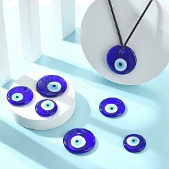 18個、3種類のスタイルの手作りイーブルアイランプワークペンダント  ダークブルー  25~35x4.5~6mm  穴：3~4mm  6個/スタイル&nbsp;LAMP-CJ0002-74