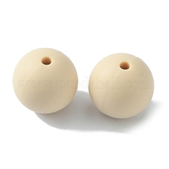 食品グレードの環境に優しいシリコーンビーズ  ラウンド  レモンシフォン  15mm  穴：2mm&nbsp;SIL-TAC0001-13C-88