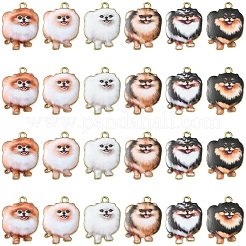 30個6スタイルプリントアロイペンダント  カドミウムフリー＆ニッケルフリー＆鉛フリー  犬  ミックスカラー  23.5x18.5x2.5mm  穴：2mm  5個/スタイル&nbsp;ENAM-CJ0005-33