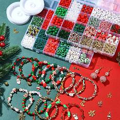 クリスマス DIY ポリマー粘土 & アクリル & ガラスビーズ: ブレスレット作成キット  ミックスカラー  6x1mm  穴：2mm&nbsp;DIY-FS0007-99