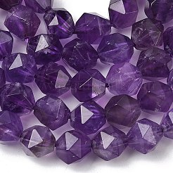 天然石アメジストビーズ連売り  スターカットラウンドビーズ  多面カット  7~8x7~8x7~8mm  穴：1mm  約46~47個/連  14.72''~15''（37.4~38.1センチメートル）&nbsp;G-Z119-A40-02