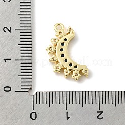 真鍮製マイクロパヴェキュービックジルコニアペンダント  ムーンチャーム  ゴールドカラー  ブルー  20x11x2.5mm  穴：1.6mm&nbsp;KK-F929-09G