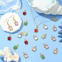 60 個 6 色のアクリル合金ペンダント  ゴールド  カメ  ミックスカラー  22x13.5x6.5~6.8mm  穴：1.6mm  10個/カラー&nbsp;FIND-CJ0003-81