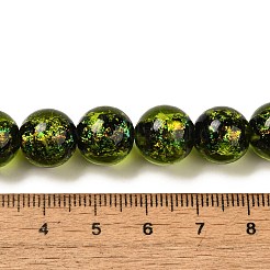 手作りの二色性箔ガラスビーズ連売り  ロンデル  黄緑  11~11.5mm  穴：1.6mm  約33個/連  13.27''（33.7センチメートル）&nbsp;DICH-U001-06J
