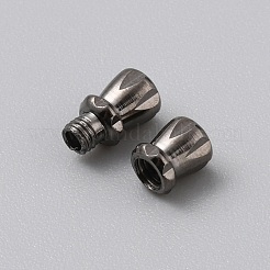 円柱真鍮製ネジ式クラスプ  ガンメタ色  11x4.5mm  穴：1mm&nbsp;FIND-WH0518-97F