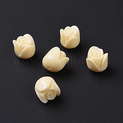 不透明なエポキシ樹脂ビーズ  ローズ  レモンシフォン  11x10.5mm  穴：1.2mm&nbsp;RESI-I046-02A